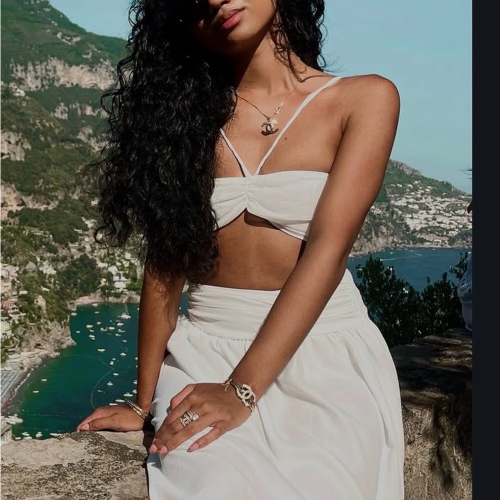PrettyLittleThing White Maxi Dress Two-Piece Set